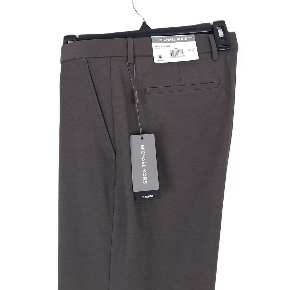 Michael Kors Mens Classic Fit Dress Pants 40x30 Army Green Stretch Cotton NWT